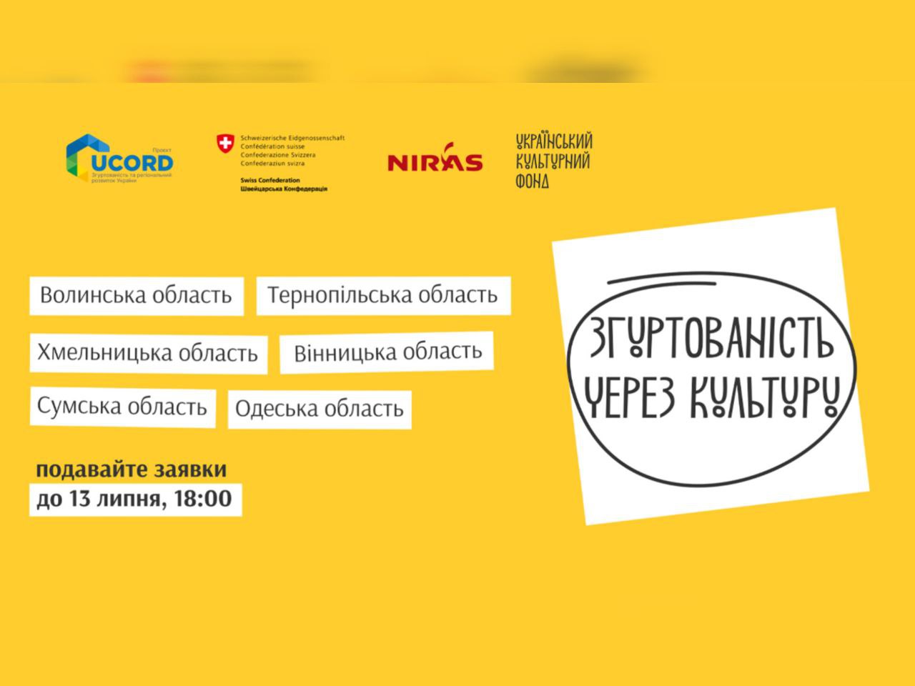 УКФ та UCORD розпочали приймати заявки на конкурс «Згуртованість через культуру»