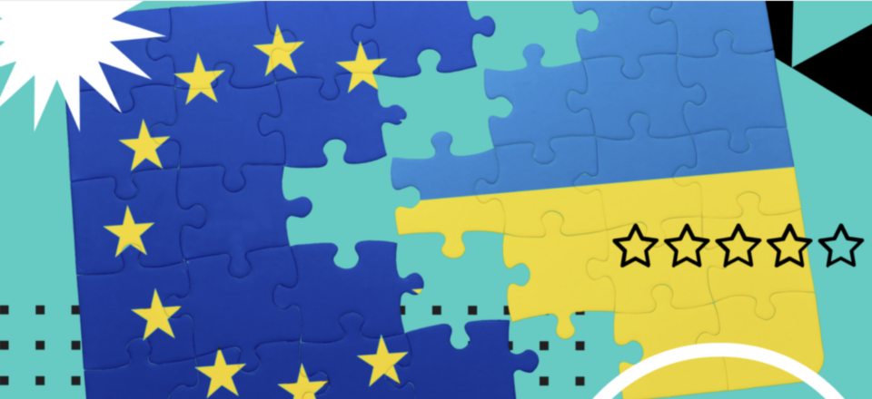 пазл із зображенням прапорів ЄС та України