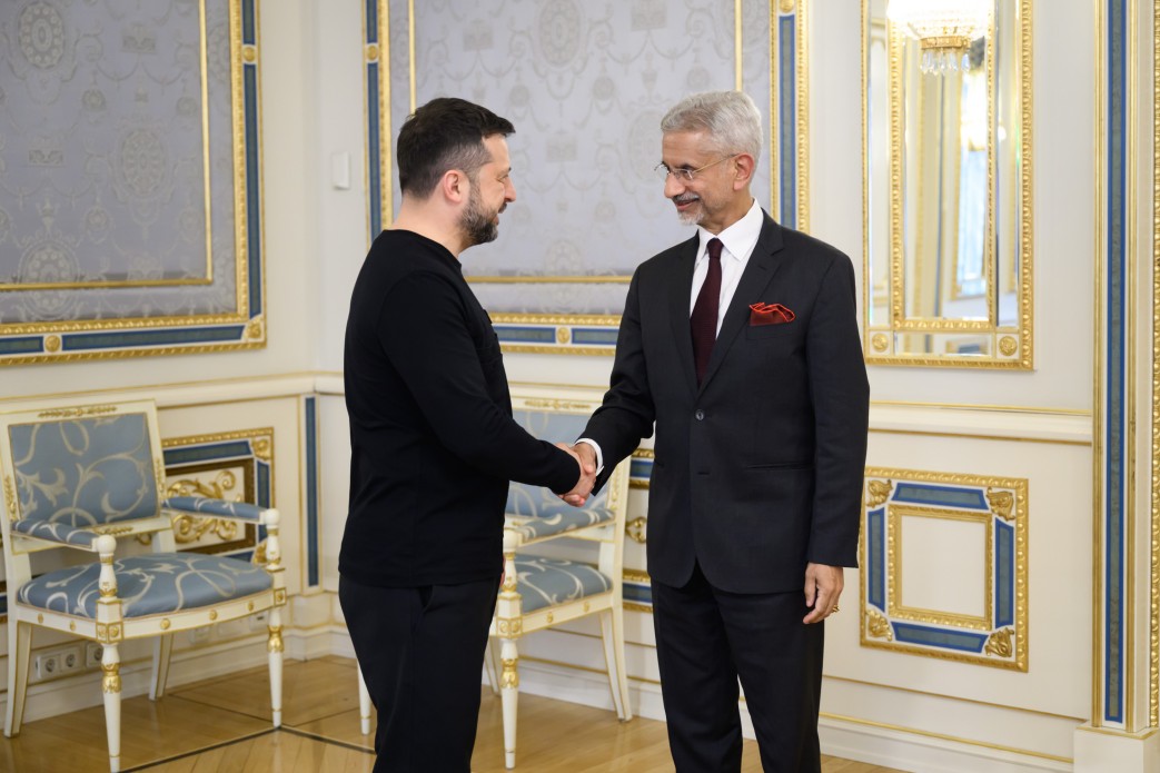 Президент України Володимир Зеленський та міністр закордонних справ Індії Субраманьям Джайшанкар