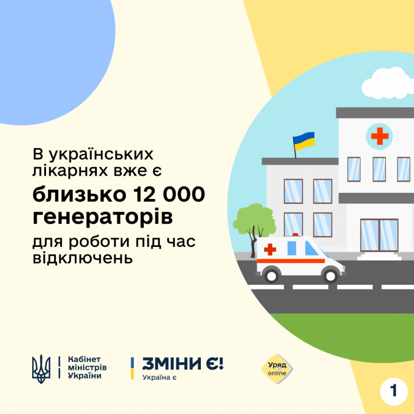 Забезпечення лікарень обладнанням для роботи під час відключень