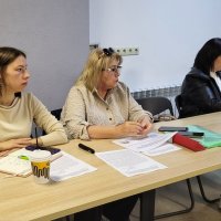 заступниця директора Департаменту інформаційної діяльності та комунікацій з громадськістю ОВА Єлизавета Добровольська та учасники засідання